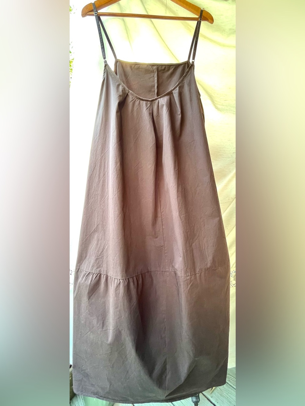 Zara Voluminous Bubble Strappy Midi Dress Camel Square Neckline XL - Picture 13 of 16